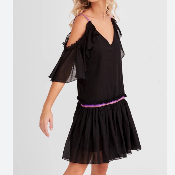 NWT Pitusa Camille Cold-Shoulder Ruffle Short Dress - Picture 1 of 7